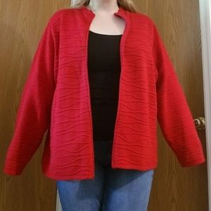 Coldwater Creek 3X zip up red sweater